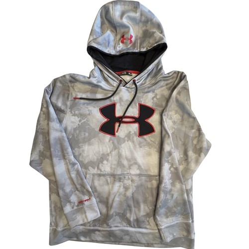 Under Armour Herren Hoodie XL grau Camo Storm Pullover Sweatshirt Logo rot schwarz
