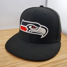 Seattle Seahawks Fitted Hap, Black Cap, Red Accent, 30TH Season, New Era 5950, 7