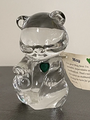 Fenton Glass May Bear Birthstone Emerald Green Heart Figurine