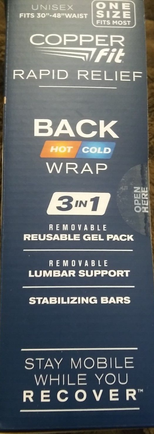 Copper Fit Rapid Relief Back Support 3 in 1 Hot/Cold Wrap, One Size