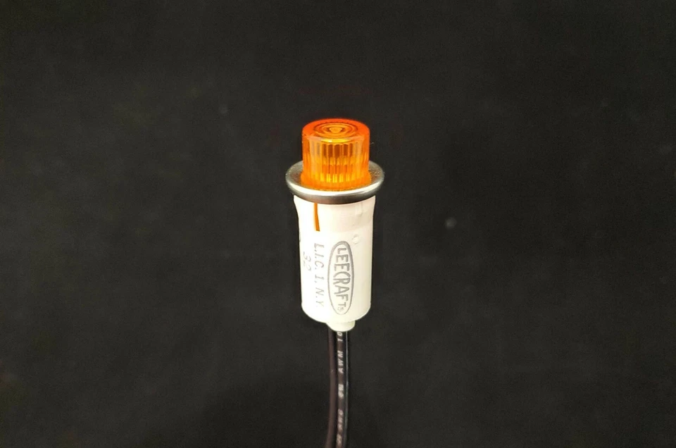 (1x) 28VAC/DC 0.04A -1/2" Amber Incandescent Panel Mount Indicator - .187" Tabs - Image 2 of 3
