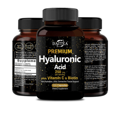 Hyaluronic Acid Supplements 250mg 30/60/120ct for Skin Hair Nail and Eye Health