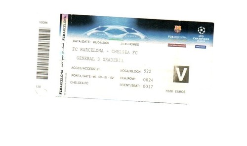 Used Ticket - Barcelona v Chelsea Champions League Semi Final 28.4.2009 - 第 1/1 張圖片