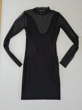 Ladies High Neck Bodycon Dress I Saw It First Size 8 Black Sheer Arms 14657