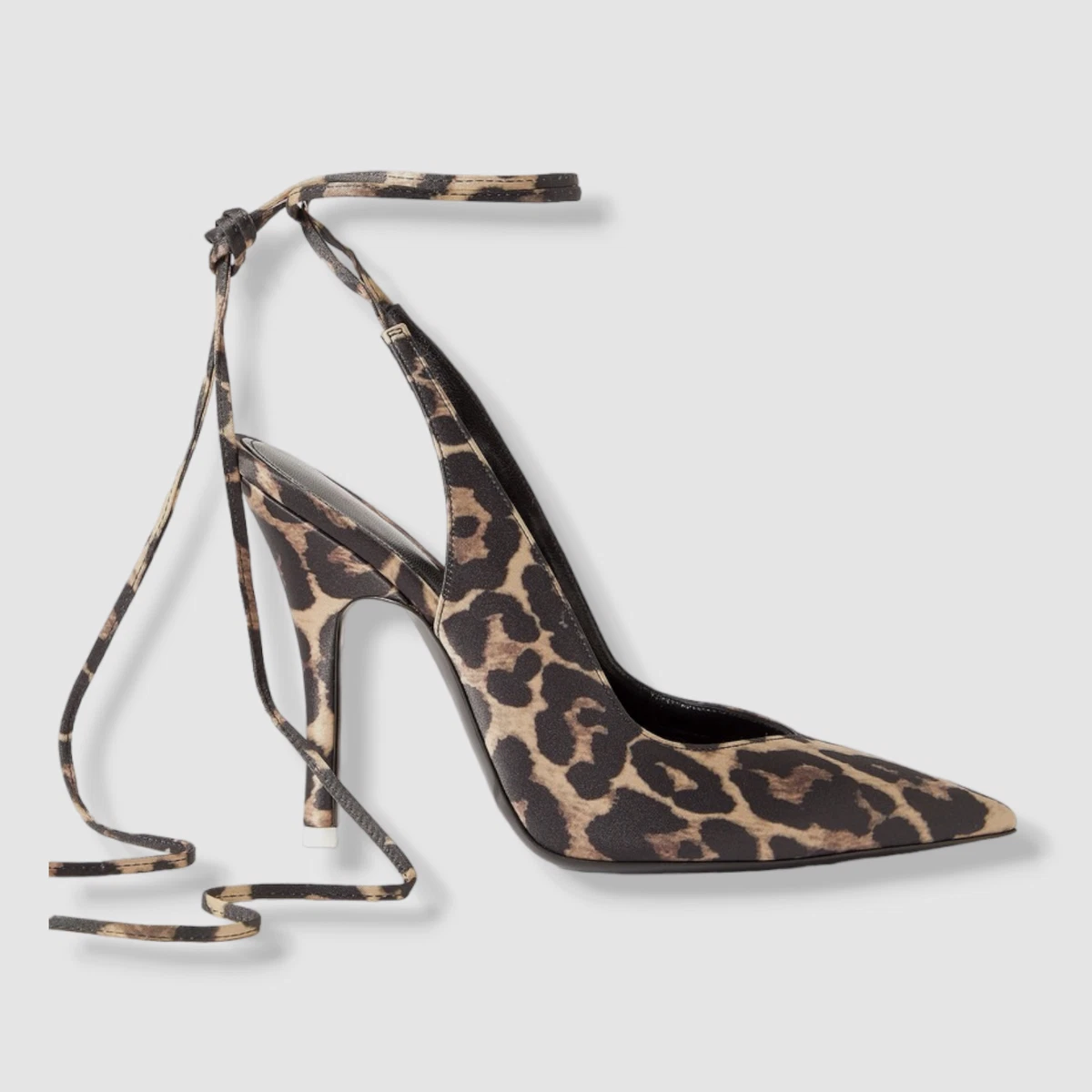 850 The Attico Women s Brown Venus Cheetah Ankle Wrap Pump Heels