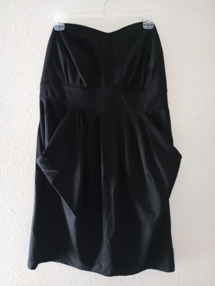 short black strapless dress with pockets Black Strapless Corset Mini Dress with Pockets