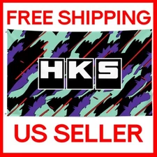 HKS Power 3x5 FT  Nobori Banner Flag Sign JDM Performance Car Racing Garage