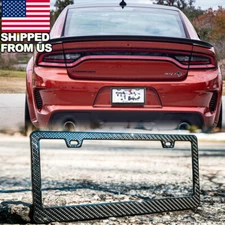 Carbon Pattern License Plate Holder Frame Trim For dodge Challenger Charger Etc