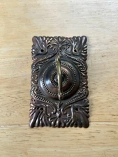 1900's Ornate Brass Victorian  Door Bell Turnkey Twist Plate Part, Free S/H