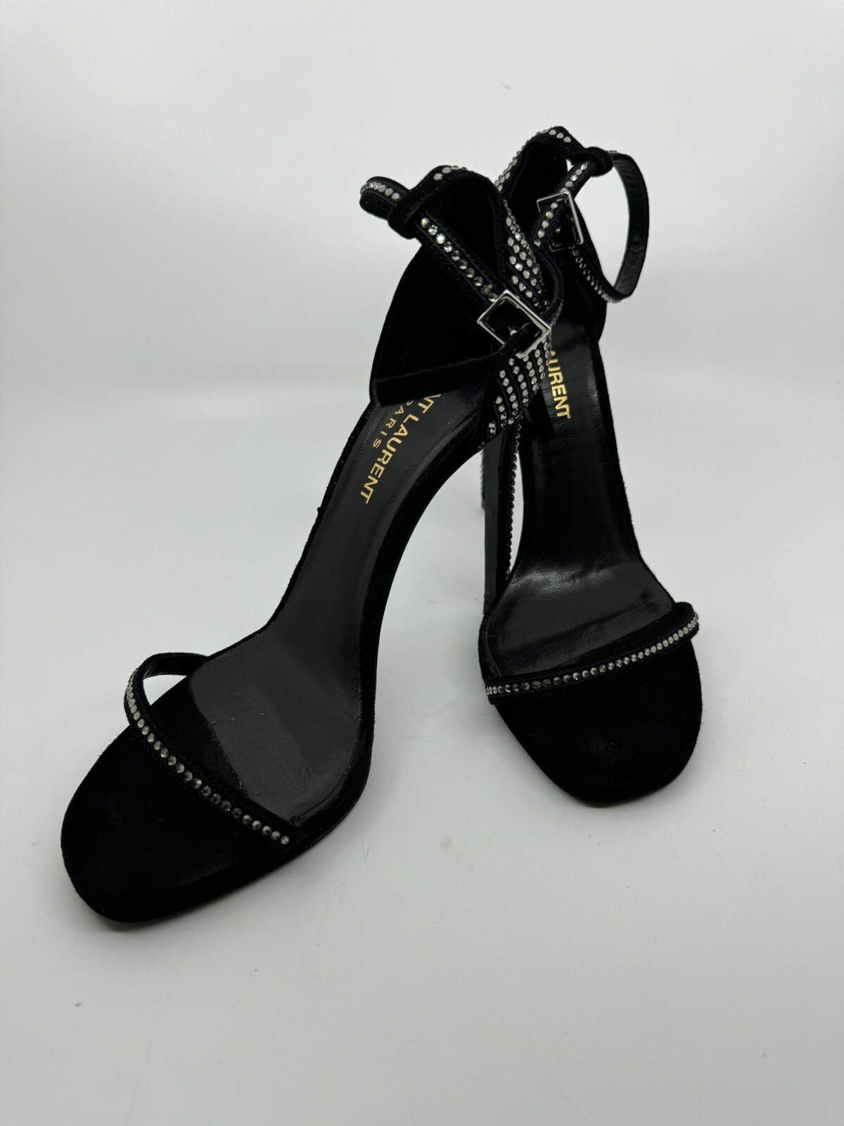 YVES SAINT LAURENT Abbellimenti in cristallo sandali neri EU36 5 al dettaglio 1095