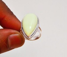 Lemon Chrysoprase Gemstone Ring, 925 Sterling Silver Handmade Ring. All Size