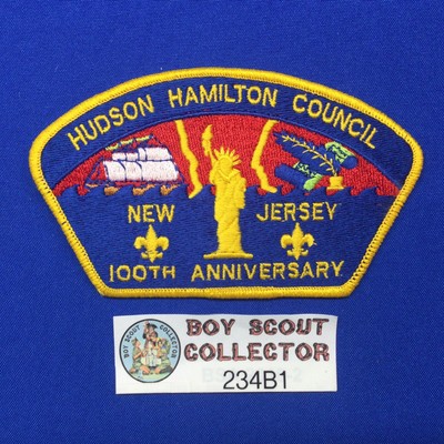 Boy Scout CSP Hudson Hamilton Council Shoulder Patch NJ 100th Anniversary 234B1