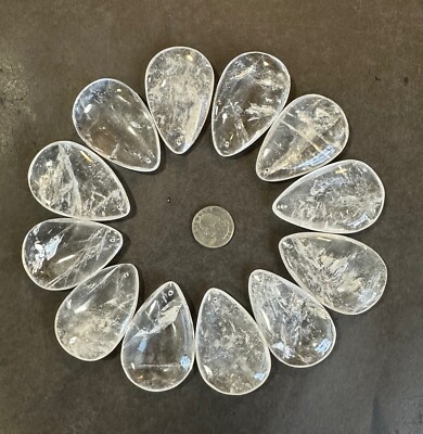 Natural Rock Crystal Chandelier Quartz Pendants Parts Prisms Full Pear 60mm 12pc