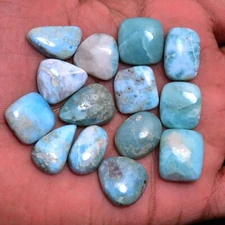 14 Pcs Natural Larimar 19mm-20mm Cabochon Huge Untreated Gemstones Wholesale Lot