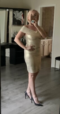 BEBE gold formal party cocktail dress | eBay