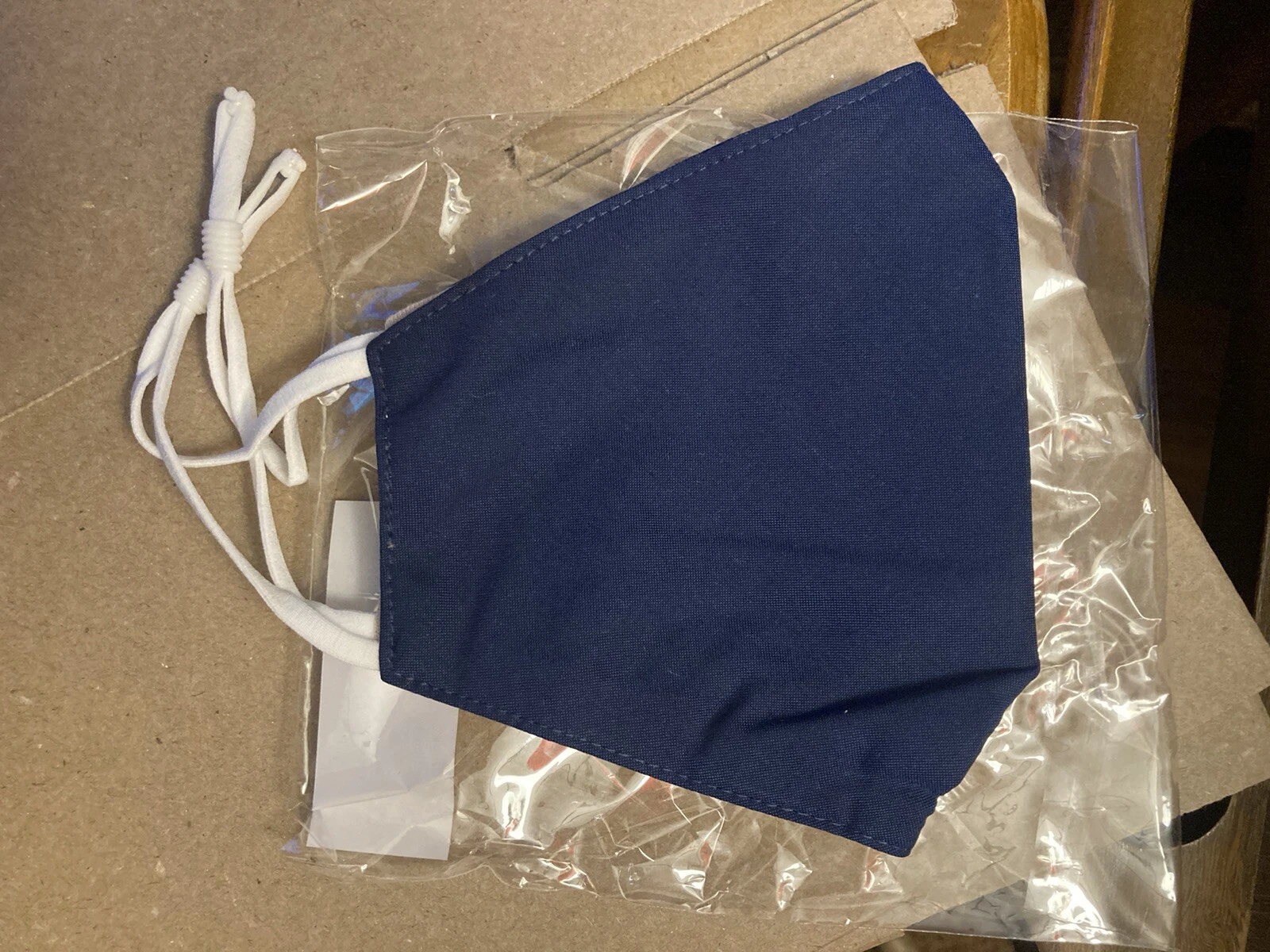 50 Per Order 100% Cotton Fabric Reusable Navy Blue Face Mask Adjustable, New