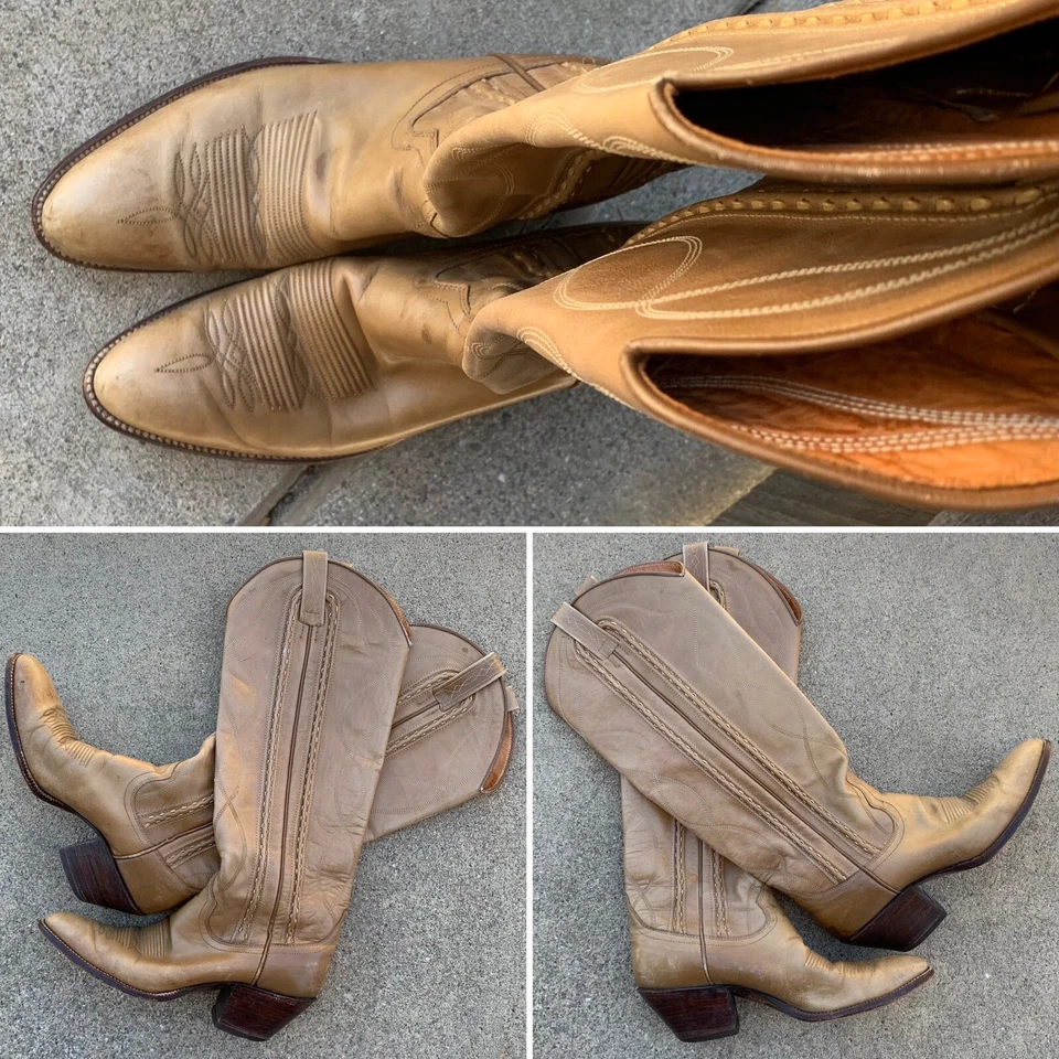 vintage Dan Post boots western cowboy cowgirl leather made in Spain size 6 A  - Image 4 of 4