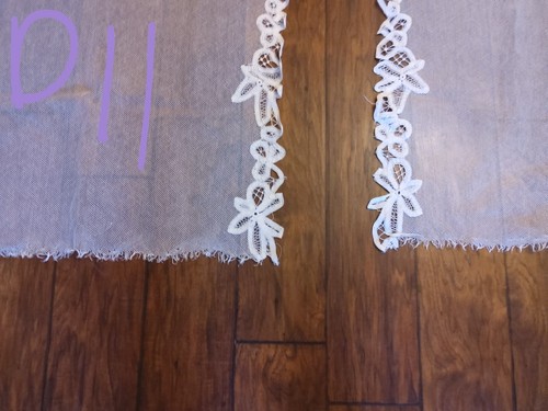 Fabulous set of two french antique net & tape lace curtains 36x2=72x86" d11 - Picture 5 of 10