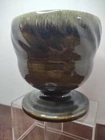 VTG Hull USA Brown Drip Glaze Pedestal Dish Bowl  5" Tall x 5" Wide x 5" Deep