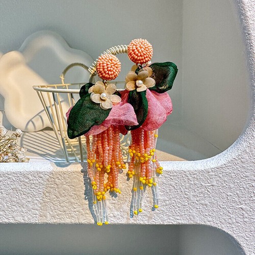 Fabric Drop Earrings Vintage Fashion Tassel Bohemian Statement Handmade Jewelry - Picture 98 of 225