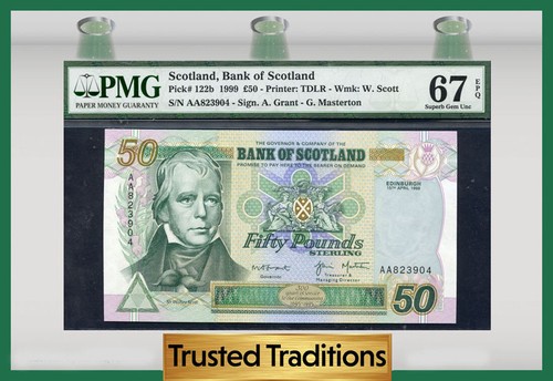 TT PK 122b 1999 SCOTLAND 50 POUNDS PMG 67 EPQ SUPERB GEM UNC NONE GRADED HIGHER