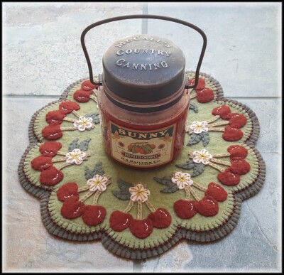 PATTERN~*Cherry Blossom Time*~Spring/Summer~Penny Rug/Candle Mat *PATTERN*