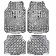Full Metal Design Car Floor Mats Heavy Duty Metallic 4 Pc Front Rear Set Silver Full Metal Design Car Floor Mats Heavy Duty Metallic 4 Pc Front Rear Set Silver
