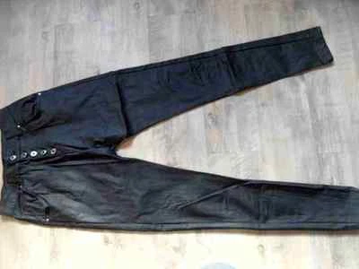 MADE IN ITALY cool jean skinny enduit noir taille M TOP KS717 - Photo 1/3
