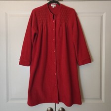 Miss Elaine Robe Size Small Red Snap Closure Terry Housecoat Embroidered Womens