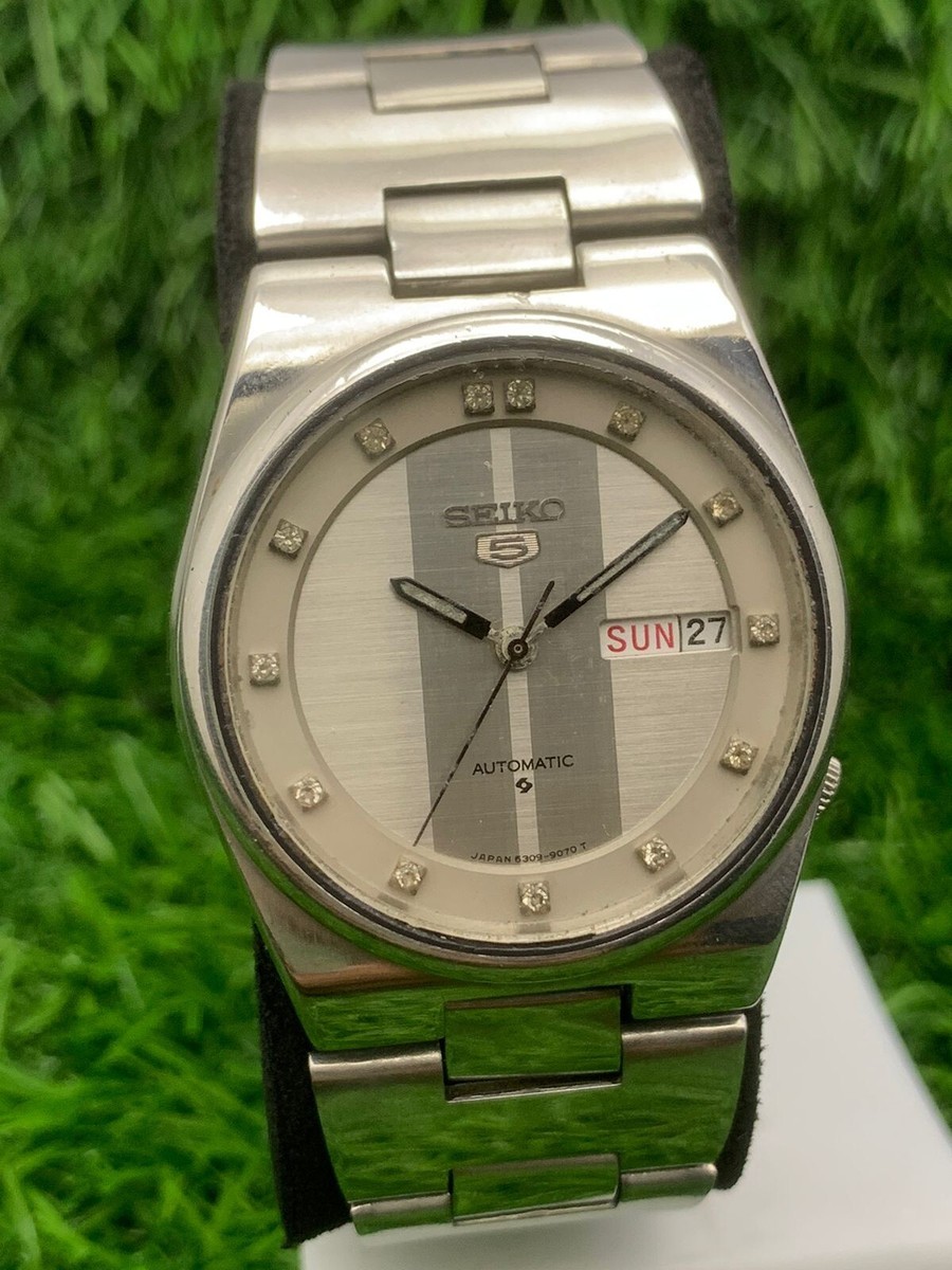 SEIKO 5 Automatic 6309-9060 Silver Dial Stone Indexes 17J Day
