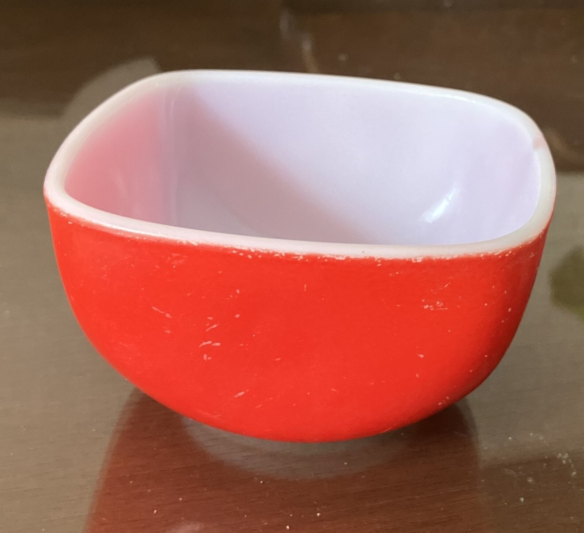 Vintage PYREX Ovenware 407 - 7oz Red Square Bowl 3.5