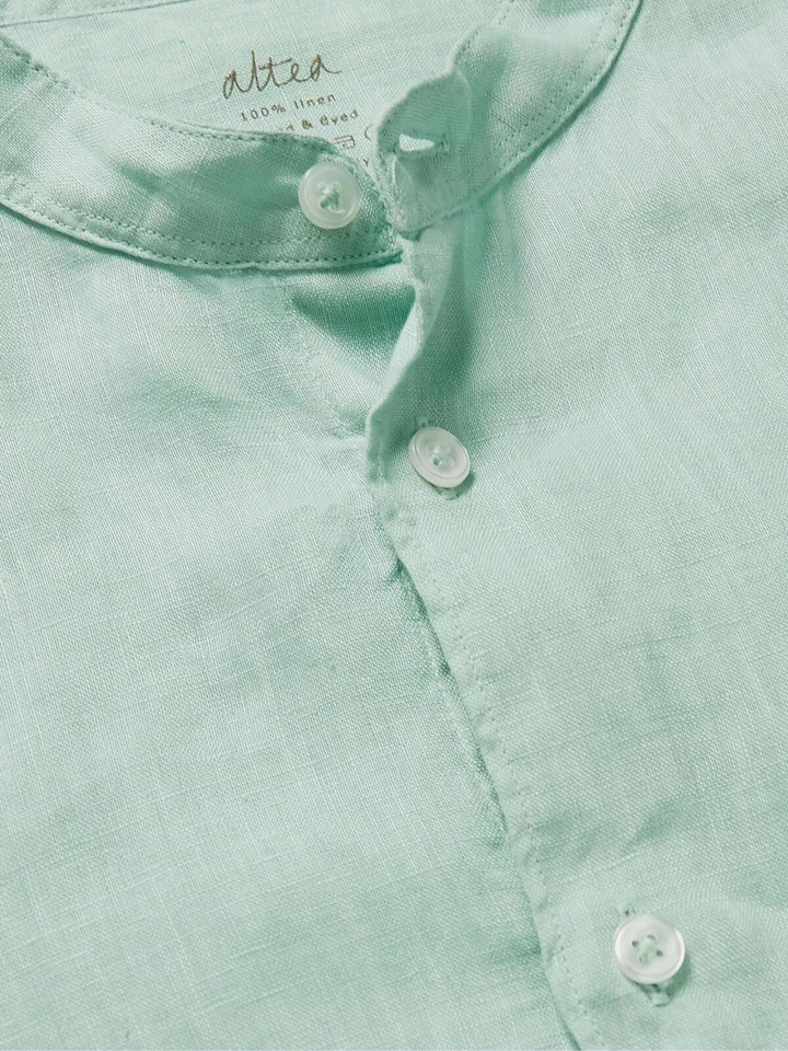 Altea Grandad Collar Linen Shirt - Medium - Turquoise - Image 3 of 3