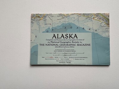 National Geographic Magazine, Folded Paper Map, Alaska, 1956