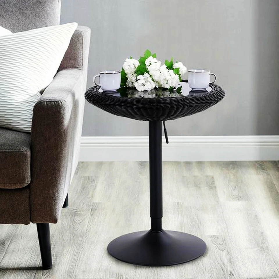 Mesa de bar de 39"" ajustable en altura redonda para bar mesa de cocina de ratán Foto 2 de 4