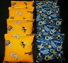 8 CORNHOLE BEANBAGS made w GEORGIA TECH YELLOW JACKETS Fabric ACA Reg Bags