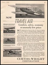 1930 Curtiss Wright Corp New York Photos Whirlwind Travel Air Bi-Planes Print Ad
