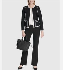 NEW CALVIN KLEIN BLACK WHITE JACKET BLAZER Sz 4 Or Small Old Money Vibe