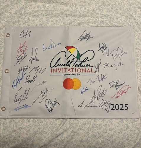 2025 Arnold Palmer Invitational Signed Field Flag Russell Henley Champion + 25! - Picture 1 of 10