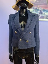 Zara Navy Tweed Blazer XS