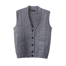 Mens Knitted Vest V Neck Sleeveless Jumper Button Up Sweater Tank Top Cardigan