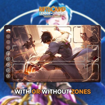 RIFTBOUND LOL TCG Playmat 24x14''(60*35cm) | LEE SIN Fighter - genähte Kanten