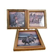 Gentle Love by Sangray 3pcs Native American Indian Hunter Buffalo Wolf Horse