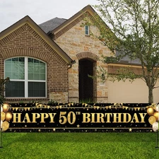 KatchOn, XtraLarge Happy 50th Birthday Banner - 120x20 Inch | 50th Birthday D...