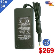 10 50 Pack 12V Power Supply 5A AC DC Adapter 60W For 3528 LED Strip Light