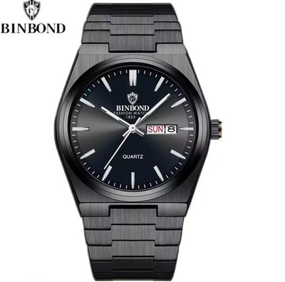 BINBOND Luxury Men's Watches Waterproof Luminous Date Week Men Watch Stainless