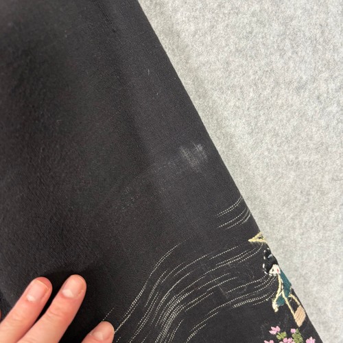 Womens Jacket Large Black Stitch Ornamental Kimono Japan Chinese Artsy Scene - Picture 7 of 13