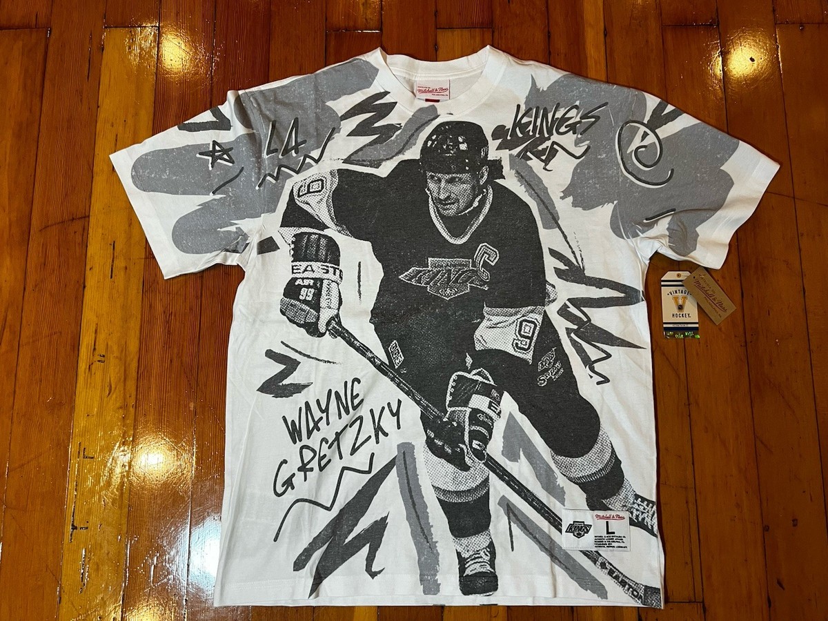 Wayne Gretzky T Shirt Mitchell Ness LA Kings NHL All Over Print Sz Large