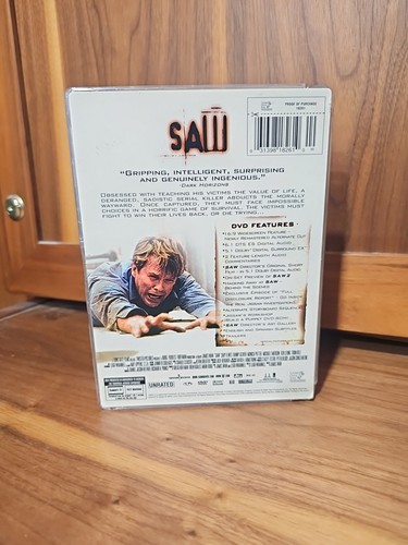 Saw (DVD, 2004) Widescreen Uncut Edition Liquid Sawblade Cover GOOD CONDITION! - Picture 4 of 4