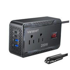 200W Car Power Inverter DC 12V to 110V AC Converter with PD 30W 200W-PD30BK