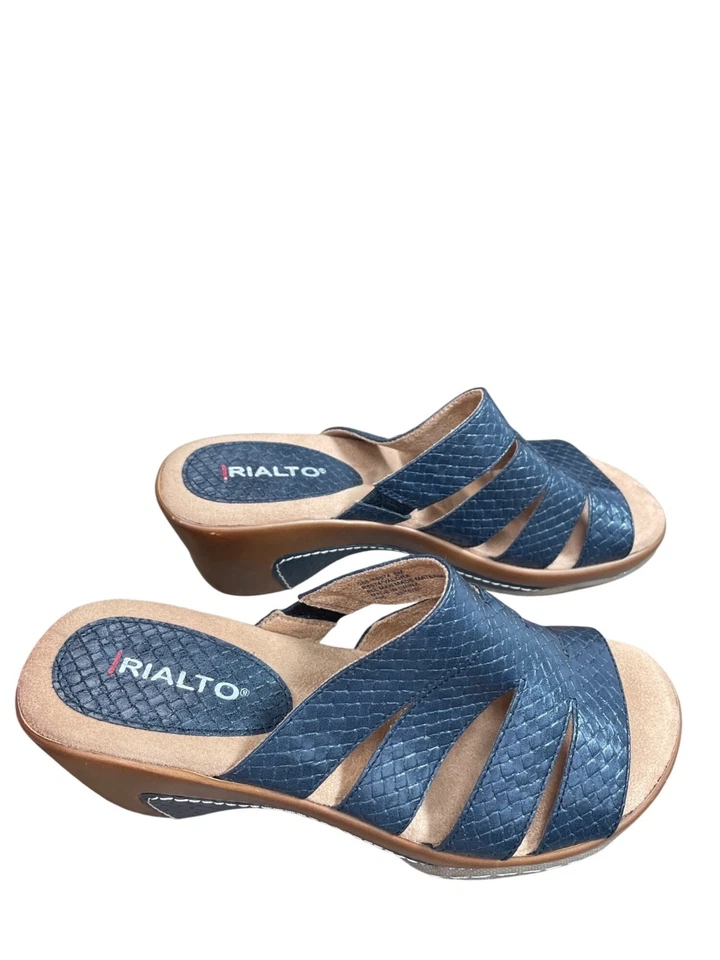 Женские синтетические темно-синие сандалии Rialto на танкетке размер 6 М SKU 9495 - Изображение 4 из 4